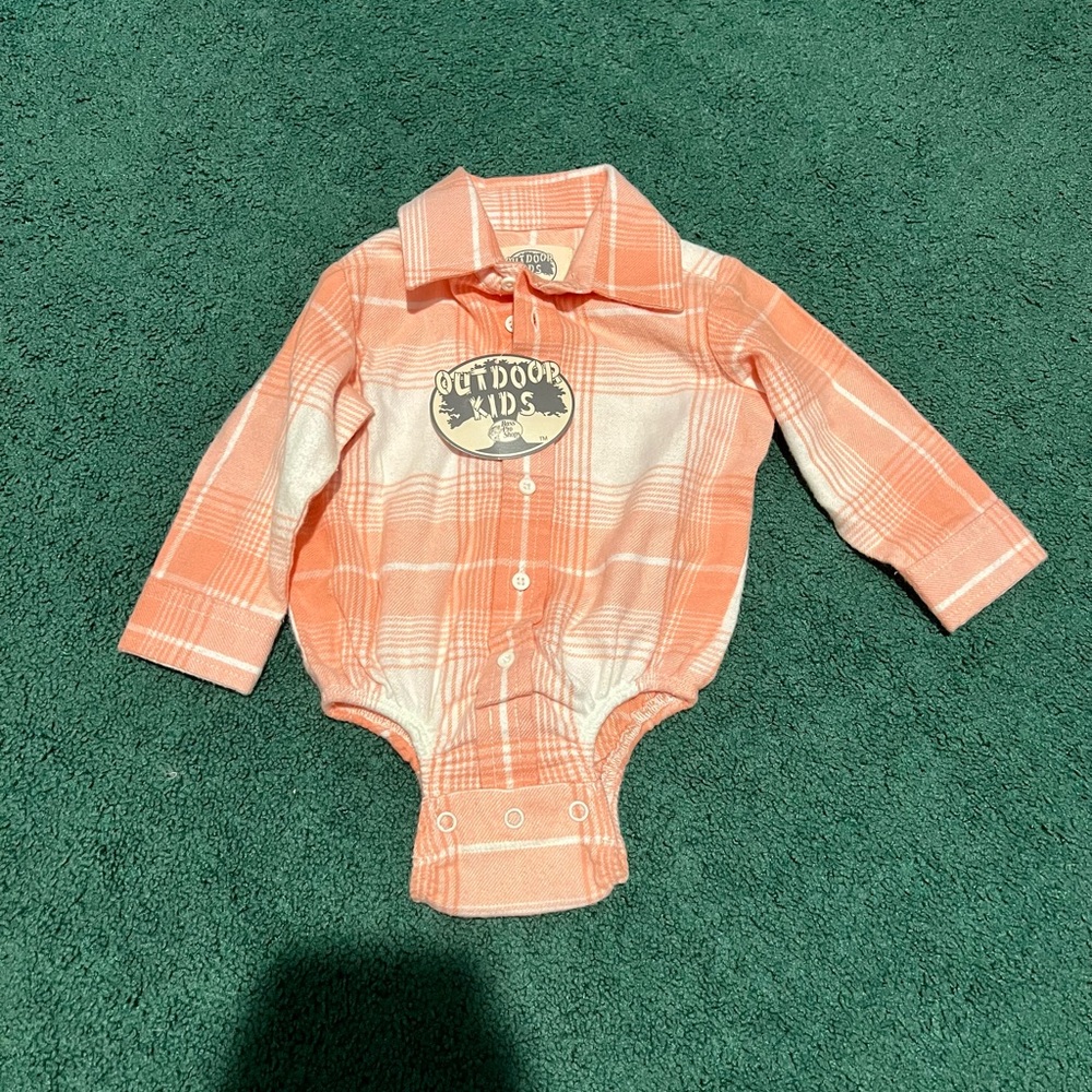 Outdoor Kids Flannel Long-Sleeve Button-Down Bodysuit for Babies 6-9 months girl